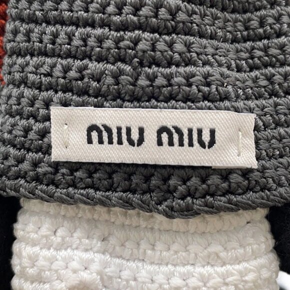 MIUMIU Technical Yarn Trick Bag Charm Recycled Polyester Gray/Brown/Red 5TT260 - Picture 12 of 14